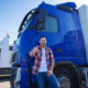 professional truck driver front long transportation vehicle holding thumbs up ready new ride 80x80