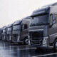 row modern semi trucks parking lot 80x80